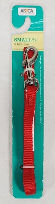 ASPCA Collection Small RED 3/8'' X 5 Ft. Long Puppy Dog Leash Silver Hardware