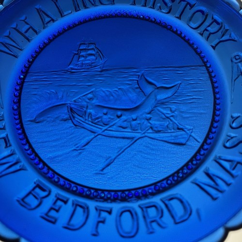 Whaling History New Bedford MA Cup Plate 8 VTG Millville Art Glass New Jersey - Picture 2 of 7