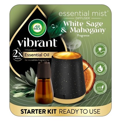 Air Wick Essential Mist Diffuser Starter Kit White Sage Mahogany 2 Pc