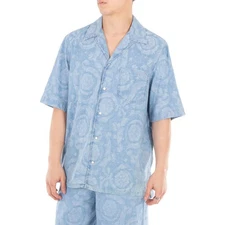 Versace Barocco Print Chambray Denim Shirt - Image 2 of 4