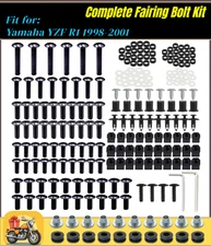 Black Complete Fairing Bolt Kit Bodywork Screws for Yamaha 1998-2001 R1 YZFR1