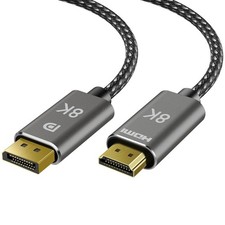 8K DisplayPort to HDMI Cable 6 ft, Uni Directional, 8K 60Hz, 4K 240Hz  DP So...