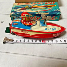 Asahi U-100 Baby Boat Tin Toy 13cm Vintage With Box Japan