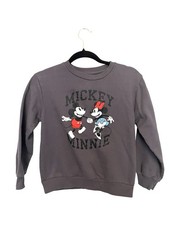 Disney Mickey and Minnie Mouse Girls Crewneck Grey PulloverSweatshirt Size Large
