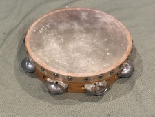 Vintage Wooden Tambourine with Natural Skin Head Pakistan