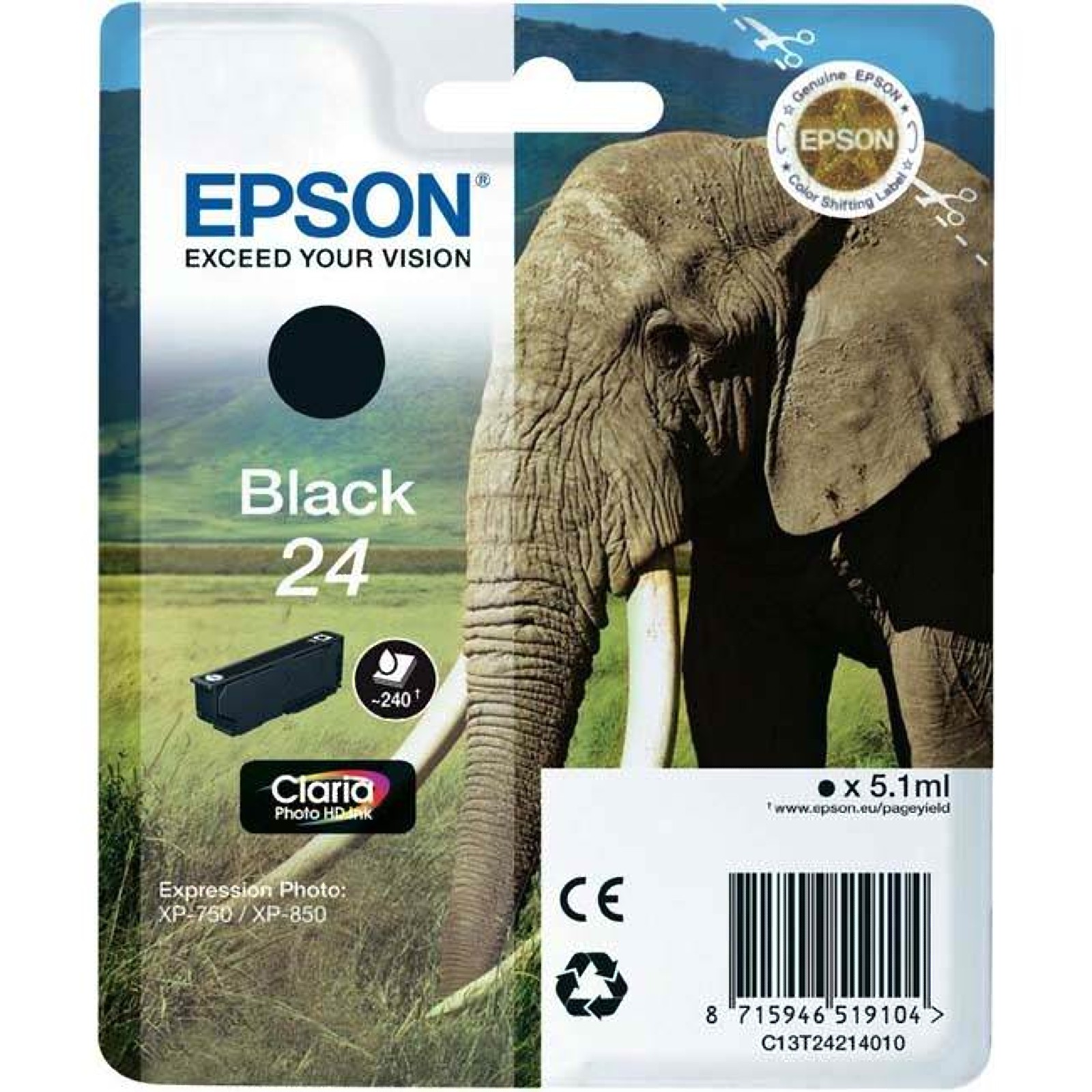 Epson Ink Cartridge Singlepack Black 24 Claria Photo HD Ink Black C13T24214012 - Image 3