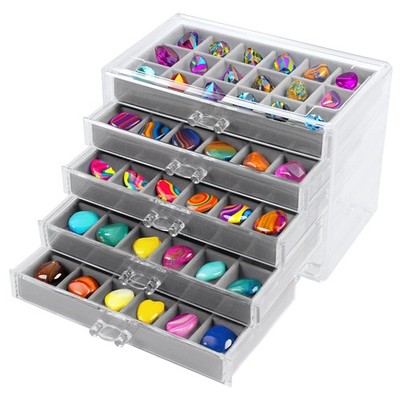 Rock Display Case 5 Layer Rock Collection Box for Kids Crystal Display Shelf ...