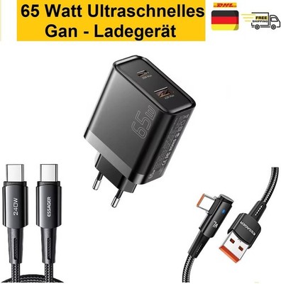 GaN Schnellladegerät, 65W, USB Typ-C Ladegerät, PD 3.0 Schnellladung