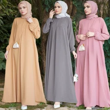 Ramadan Dubai Abaya Women Kaftan Muslim Long Sleeve Maxi Dress Islamic Arab Robe