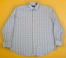 HART SCHAFFNER MARX Men's Gingham Blue Beige Button Long Sleeve Shirt XL