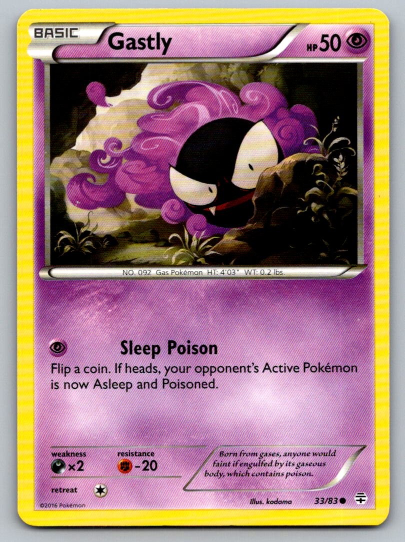 Gastly 33/83 Common Generations Pokemon Lightly Played