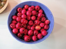 Lot - Vintage Macrame Jewelry Crafting Wood Bead red bee hive colored swirl