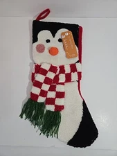 Nicole Miller Artelier Tapestry Penguin Christmas Stocking 21" New
