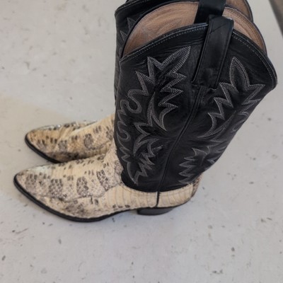 DAN POST MENS GENUINE PYTHON SNAKESKIN NATURAL COWBOY BOOTS Sz 9 D