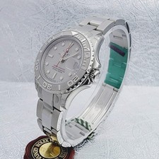 Rolex 29mm Yacht Master Steel Watch w/Silver Dial & Platinum Bezel. (169622) 9