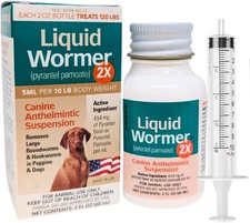 Liquid Wormer 2X for Dogs and Puppies – Pyrantel Pamoate Suspension – 2 oz 