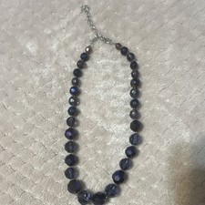 Blue Glass Beaded Necklace with Round Glass Beads
