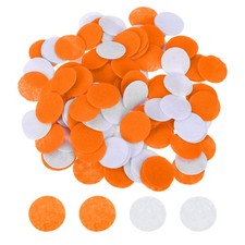 200Pcs 25mm 1" Round Felt Circles Non-Woven Felt Fabric Pads White/Orange 