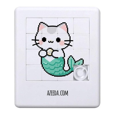 Schiebepuzzle ''Pixel-Stil Meerjungfrau Katze hält Perle'' (PZ00042956)