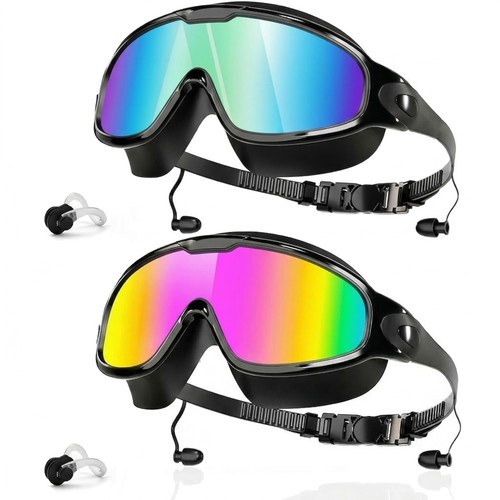 GMOX Swim Goggles 2 Pack, Wide View Anti Fog&UV Swimming Goggles for Adults
