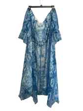 City Chic Mykonos Dress Womens Size 22 Blue Off Shoulder Beach Vacation NEW