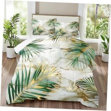 Green Palm Leaf Comforter Queen Tropical Palm Queen 90" x 90" Green Leaf 10a