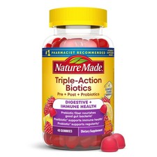 Probiotic Gummies Prebiotic Fiber Triple Action 48 Count Nature Made Biotics