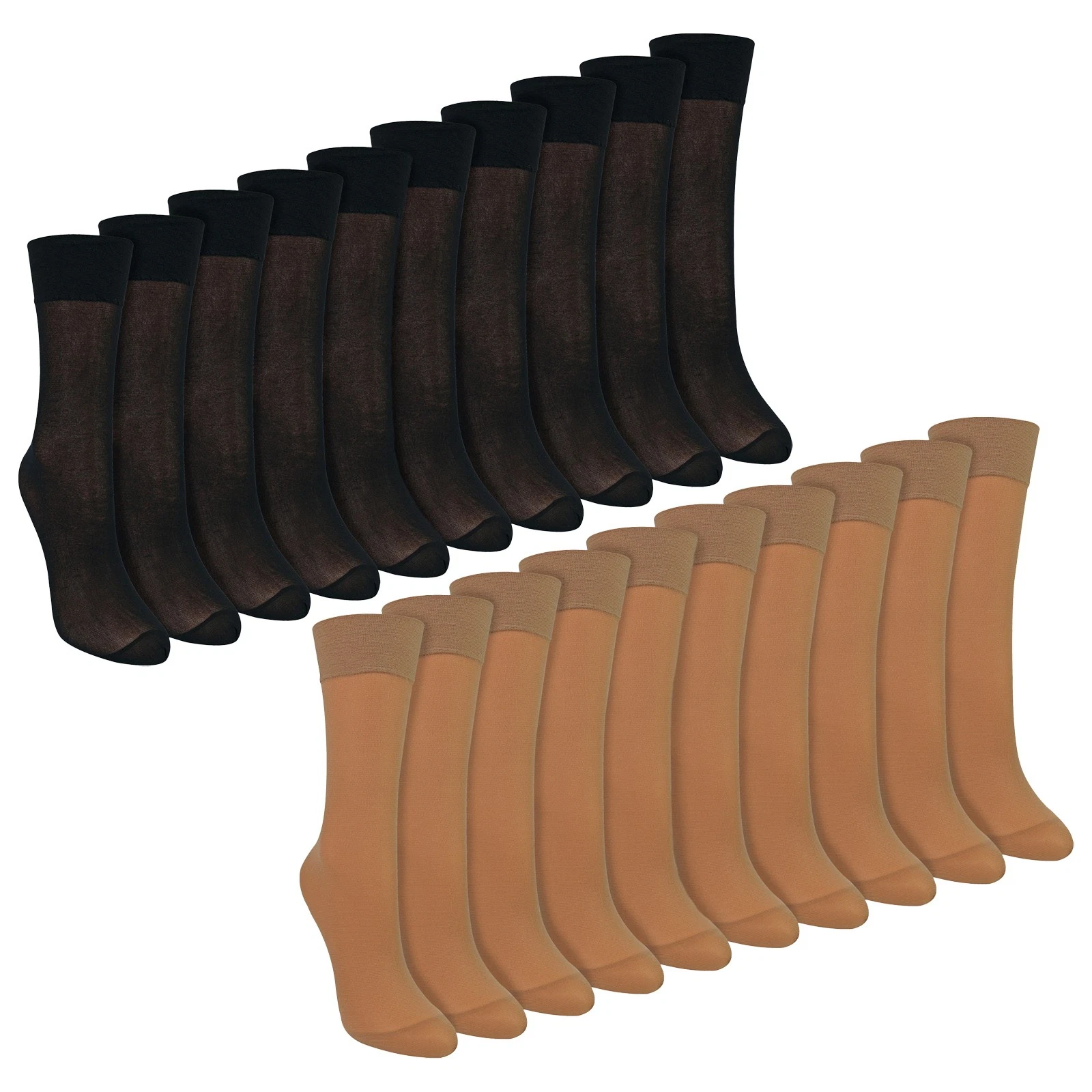 Sock Snob - 10 Pack Women's Ankle High Pop Socks 15 Denier Sheer Lightweight