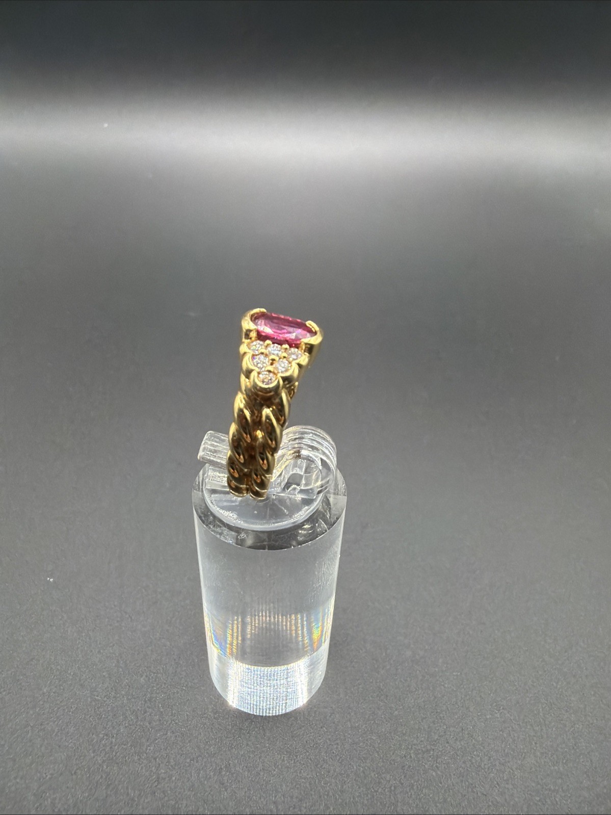 18KT Solid Yellow Gold, Ruby, & Diamond Ring Size… - image 4