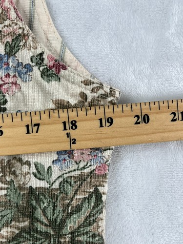 Gilet vintage Liz Wear donna L arazzo floreale Cottagcore avorio cotone floreale - Foto 5 di 11