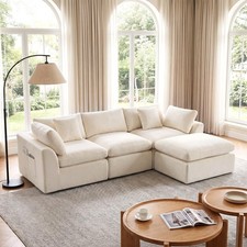 111" Boneless Cloud Sectional Couch L Shape Sectional Cloud Sofa for Living Room