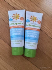 2X Babyganics Sunscreen Lotion Mineral-Based SPF50 Sheer 3oz Each Tube Exp 5/26