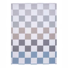 Lambs & Ivy Little Racer Soft Checkered Blue/White/Taupe Fleece Baby Blanket