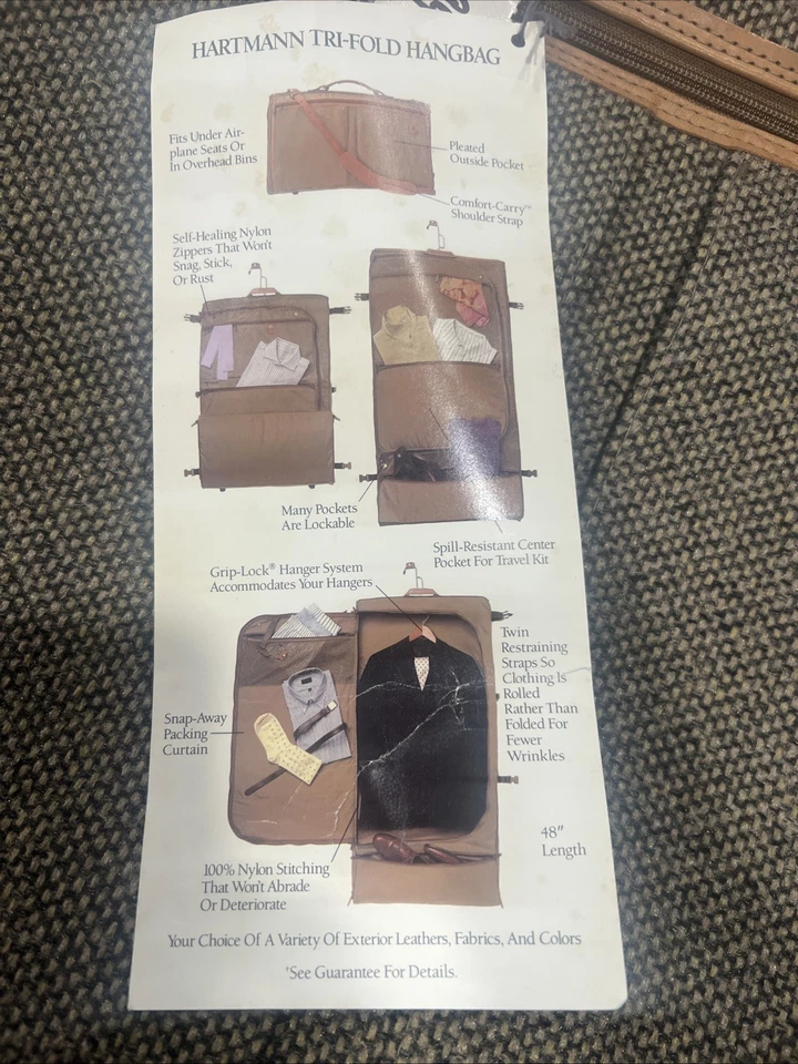 Bolso de Ropa Clásico Vintage Tweed Hartmann Colgante Triple Nuevo Con Etiquetas Foto 3 de 4