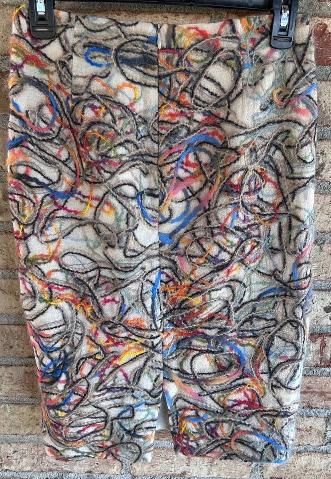 Preciosa Falda David Meister Diseñador Lana Hilo Texturizado Totalmente Forrada Talla 2 Foto 2 de 4