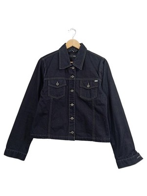 QS by s.Oliver Damen Jeansjacke Schwarz Gr. M Kontrastnähte Casual