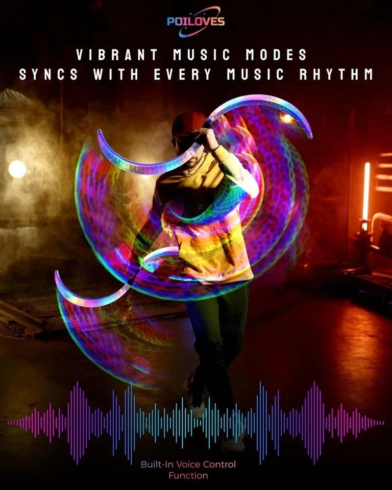 LED POI Staffs S-Form mit 241 Farblichtmodi USB Wiederaufladbare Magic LED... - Bild 2 von 4