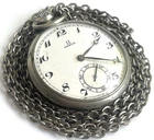 Omega Nickel Cased Antique Pocket Watch Swiss Made Vintage Rare And Chain