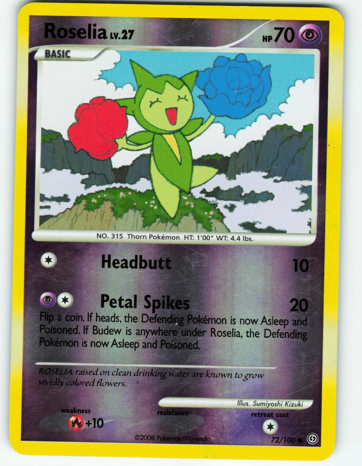 Roselia - Reverse Holo - 72/100 Stormfront - Pokémon TCG - 2008