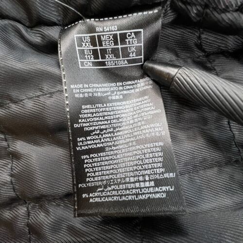 NWT Guess Mens Double Breasted Pea Coat Zip Up & Button Up Wool Black Size 2XL - Picture 16 of 22