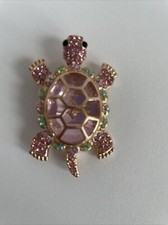Cute New Pink Turtle Transparent Rhinestone Brooch Classic Pin
