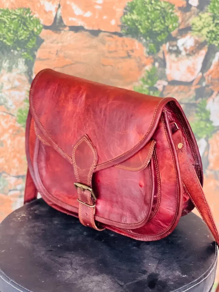 Genuine Leather Vintage ladies Shoulder Hippie Tote Free Backpack+Messenger Bag image 6