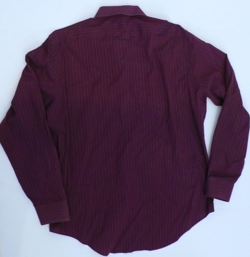 Camisa de algodón frontal DKNY para hombre púrpura Merlot a rayas blanca con botones talla L - Imagen 6 de 8