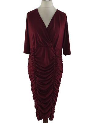 SHEIN Curve 3XL Kleid Rot V-Ausschnitt Wasserfall Mollies Curvy 50/52 Neu