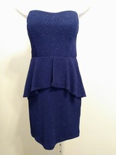 Emerald Sundae Women's Navy Blue Strapless Evening Sparkly Layered Dress size M
