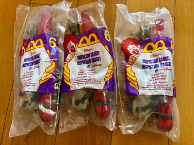 Lot Of 3 1999 Disney McDonald's Inspector Gadget ARM SQUIRTER #6 Happy Meal Toy
