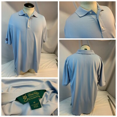 Brooks Brothers St. Andrews Links Golf Polo Shirt M Blue Poly Spandex YGI J1-382