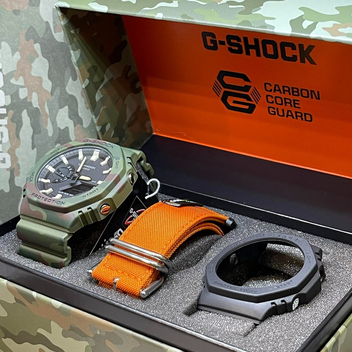 G-SHOCK GA-2100(箱付) Casio G-Shock GAE-2100WE-3A Custom Set Box Orange Cloth Green