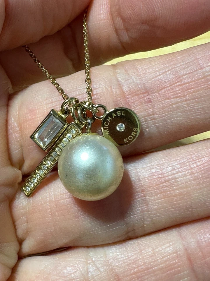 迈克高仕项链金色珍珠水晶饰品簇16-18令人惊叹 — 第 4/4 张图片