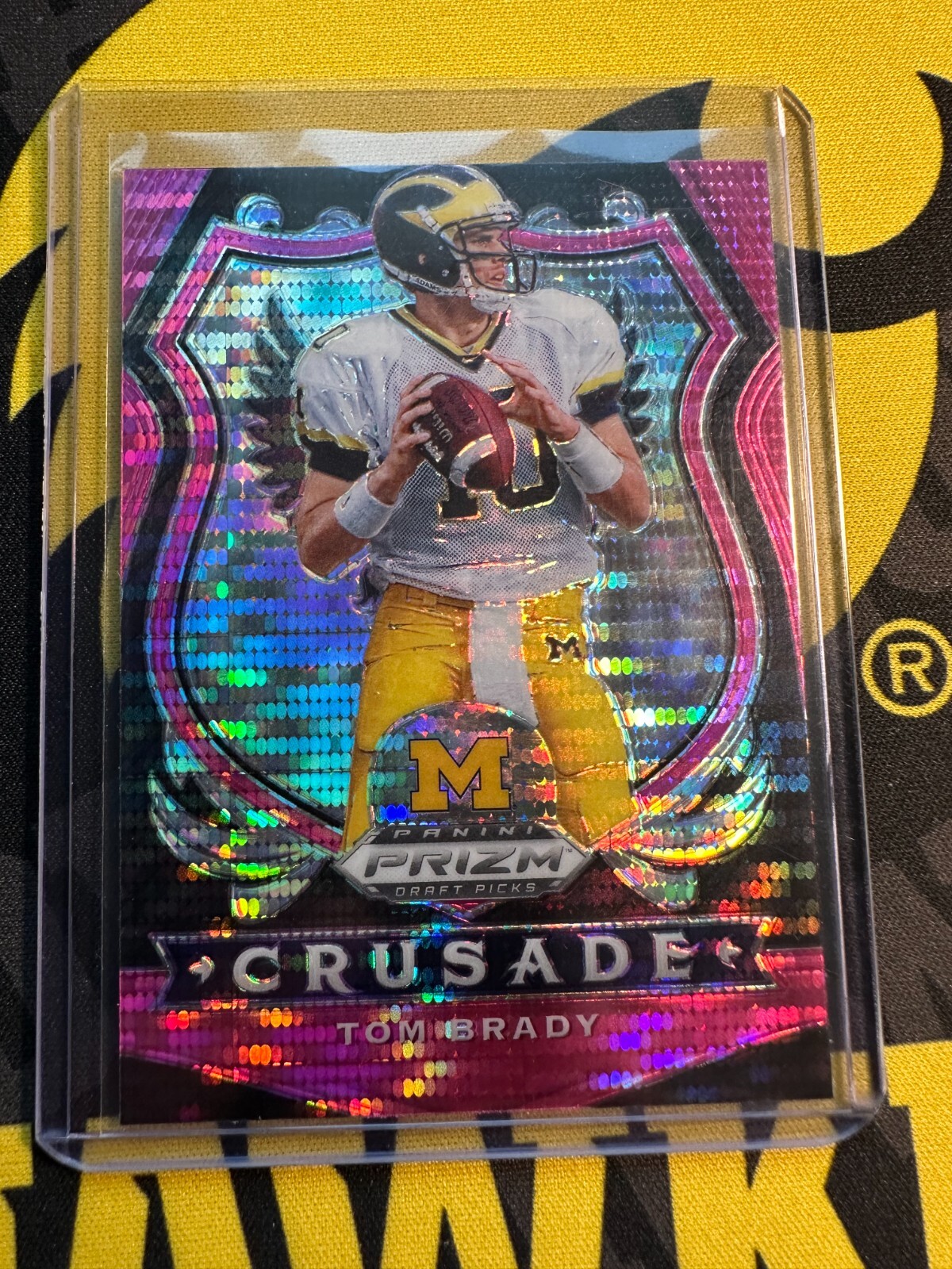 TOM BRADY 2020 Prizm Draft Picks - #100 Crusade Pink Pulsar Prizm Michigan